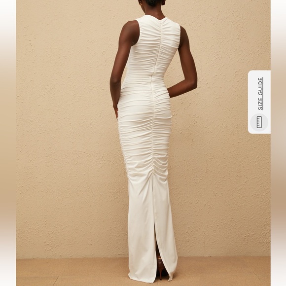 Capucine White Ruched Maxi Dress Gown Miss Rosier XS Cream Ivory Goddess Bride - Picture 3 of 15
